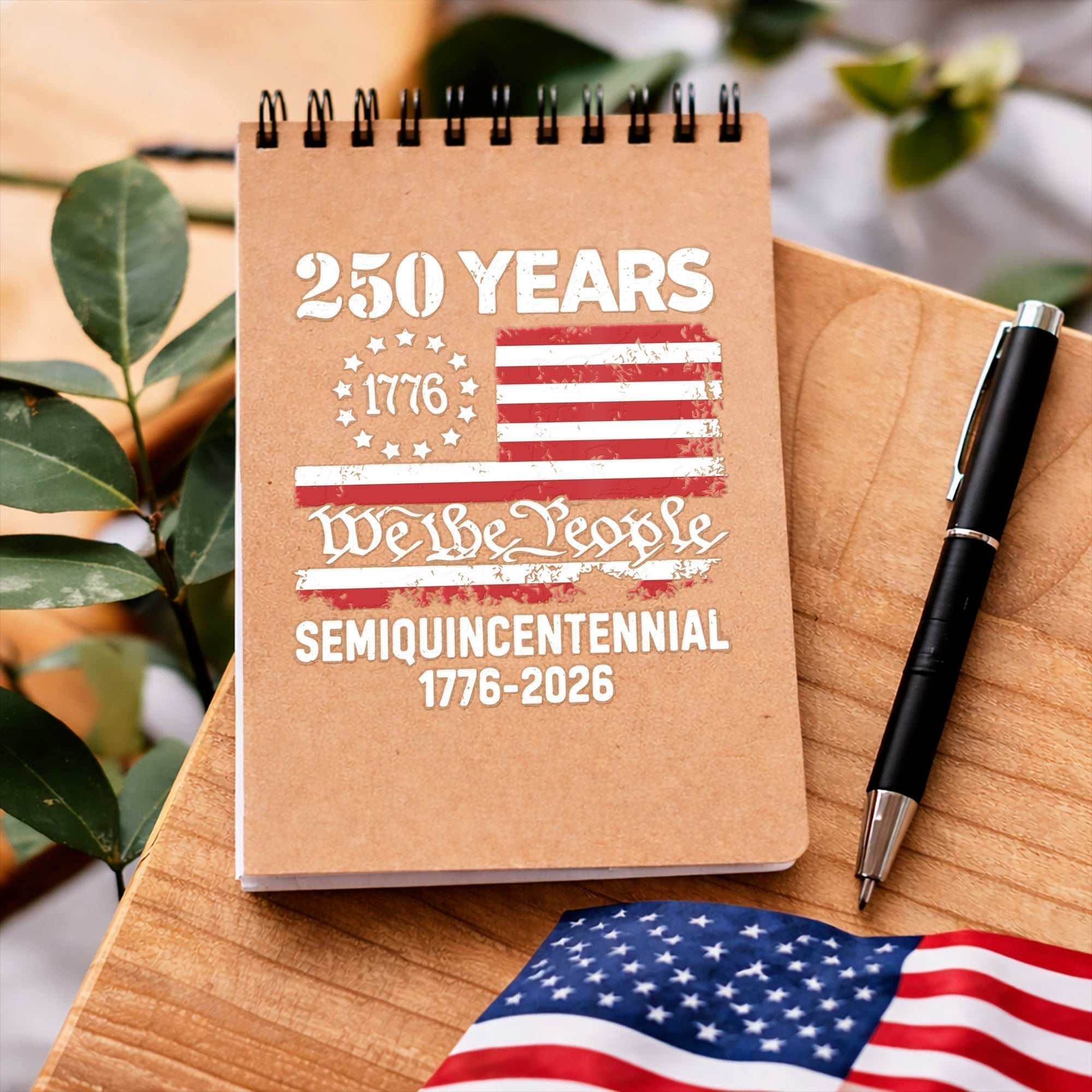 Autocollant du semi-quincentenaire 250e anniversaire Drapeau des États-Unis Nous le peuple 1776-2026