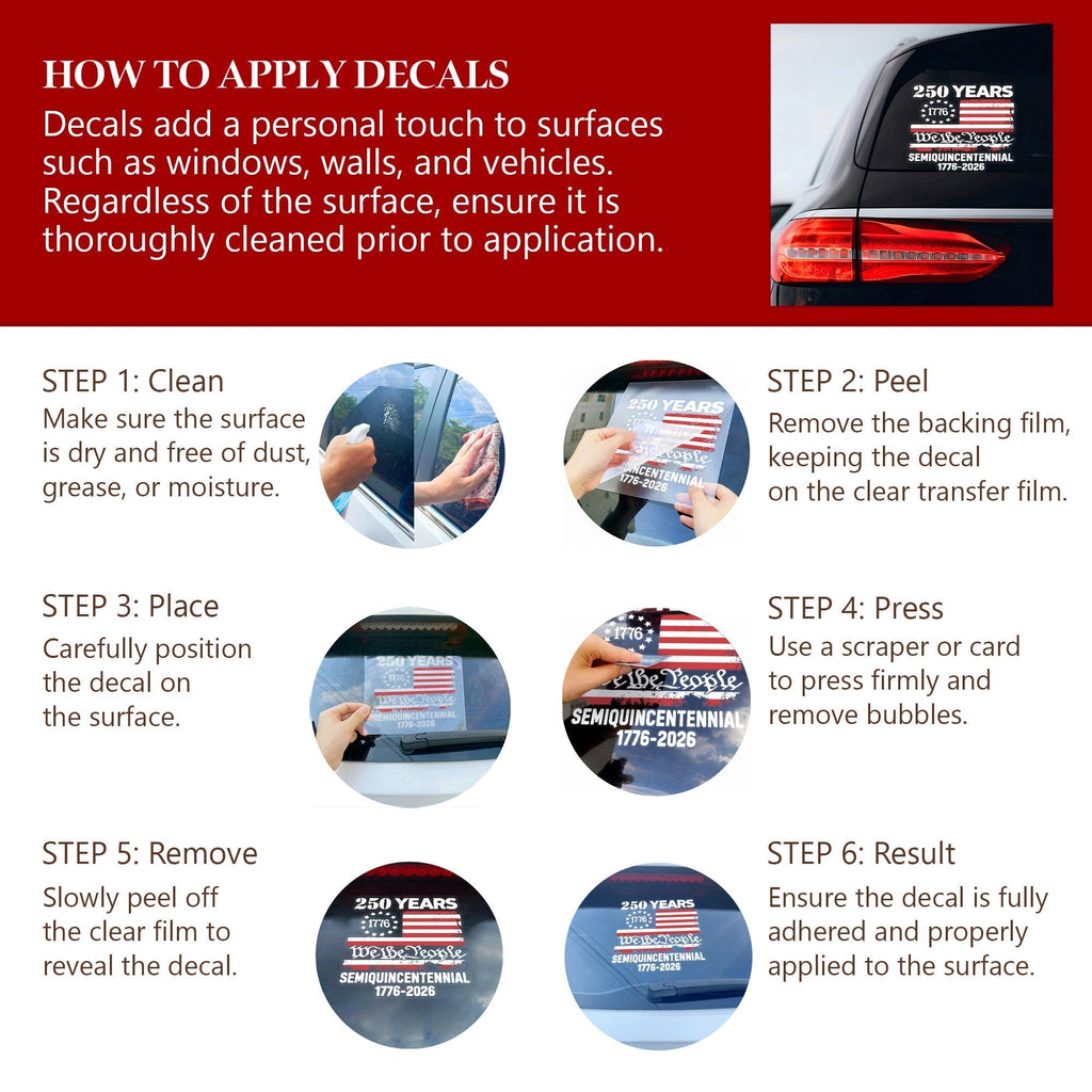 Autocollant du semi-quincentenaire 250e anniversaire Drapeau des États-Unis Nous le peuple 1776-2026