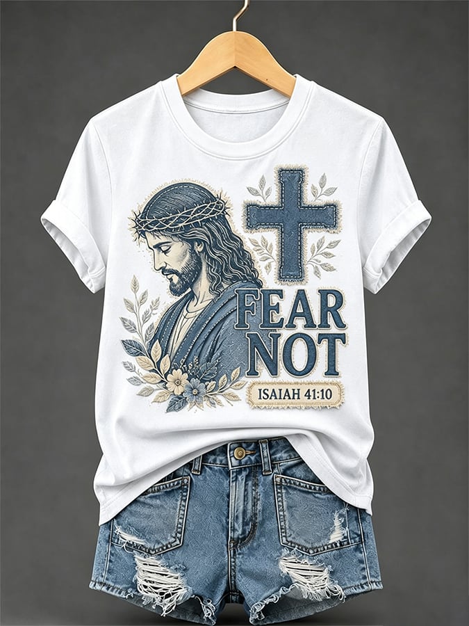 Women's Retro Fear Not Faith  Print T-shirt