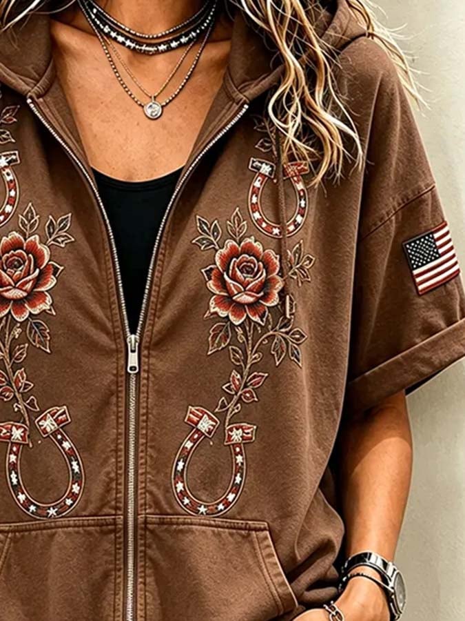 Damen Freizeit-Oberteil mit Retro-Print