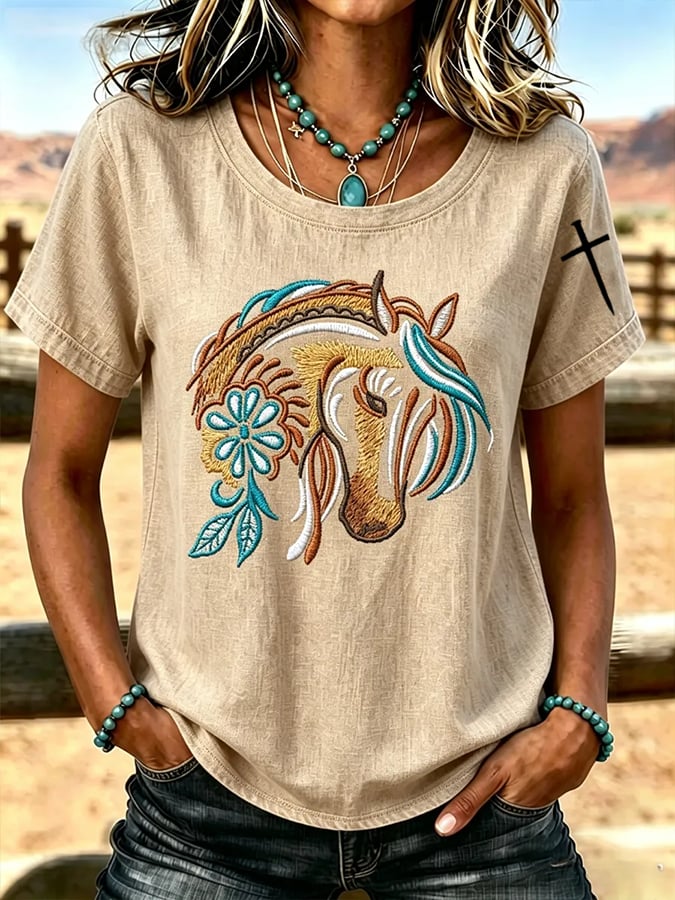 T-shirt décontracté imprimé à manches courtes pour femmes