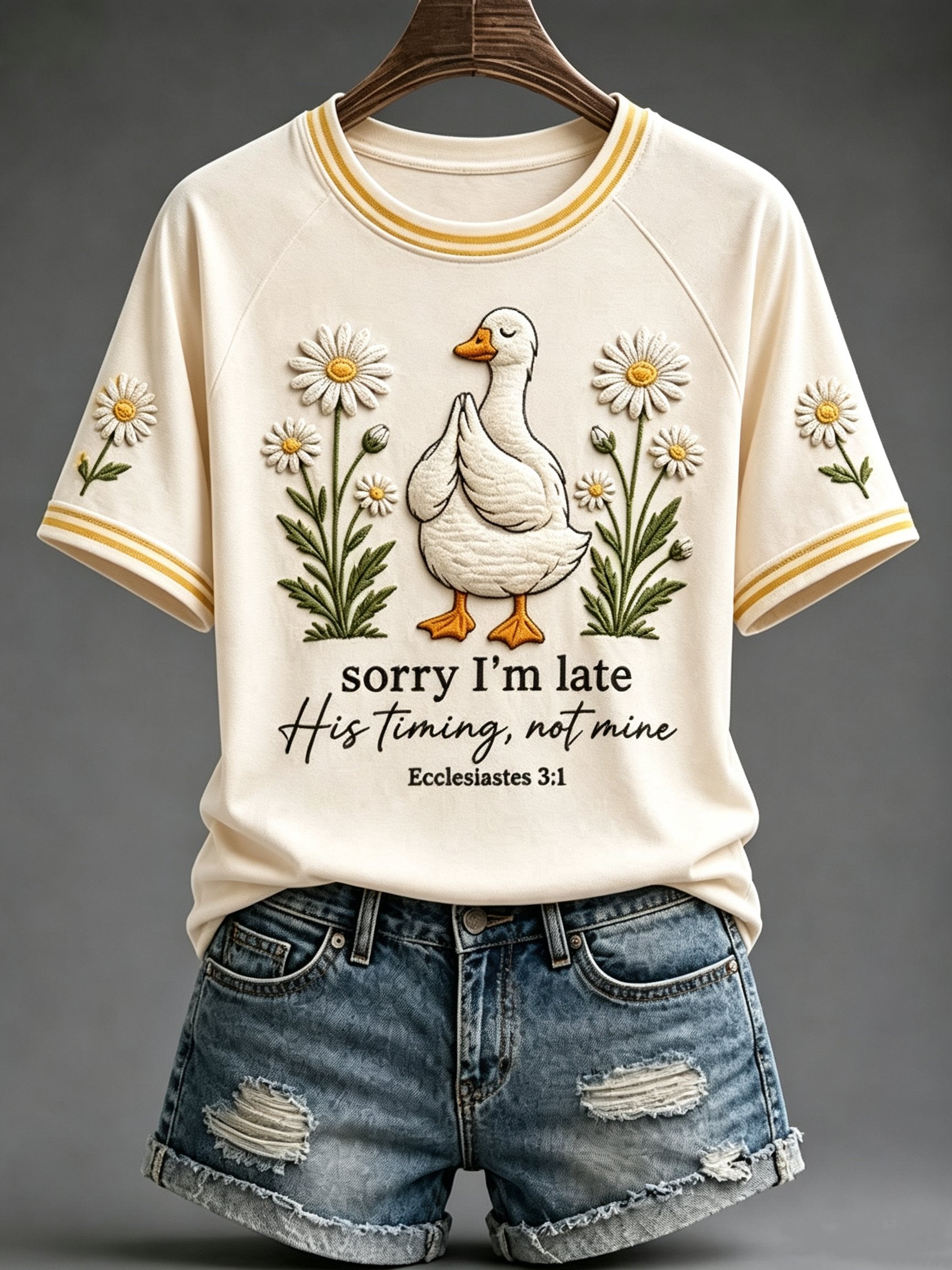 Women's Sorry I'm Late His Timing, Not Mine Ecclesiastes 3:1 Printed Casual Tops