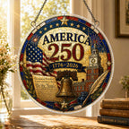 Amerika 250 Acryl-Puzzle-Ornament – 1776–2026 Patriotische Hängedekoration mit Adler, Freiheitsglocke & Floralem Unabhängigkeitsdesign