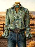 Vintage Western Blumenhemd für Damen