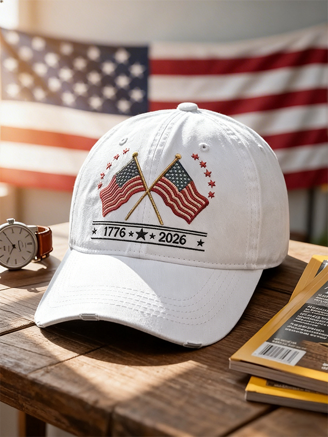 Casquette de baseball délavée Drapeaux américains croisés 1776-2026