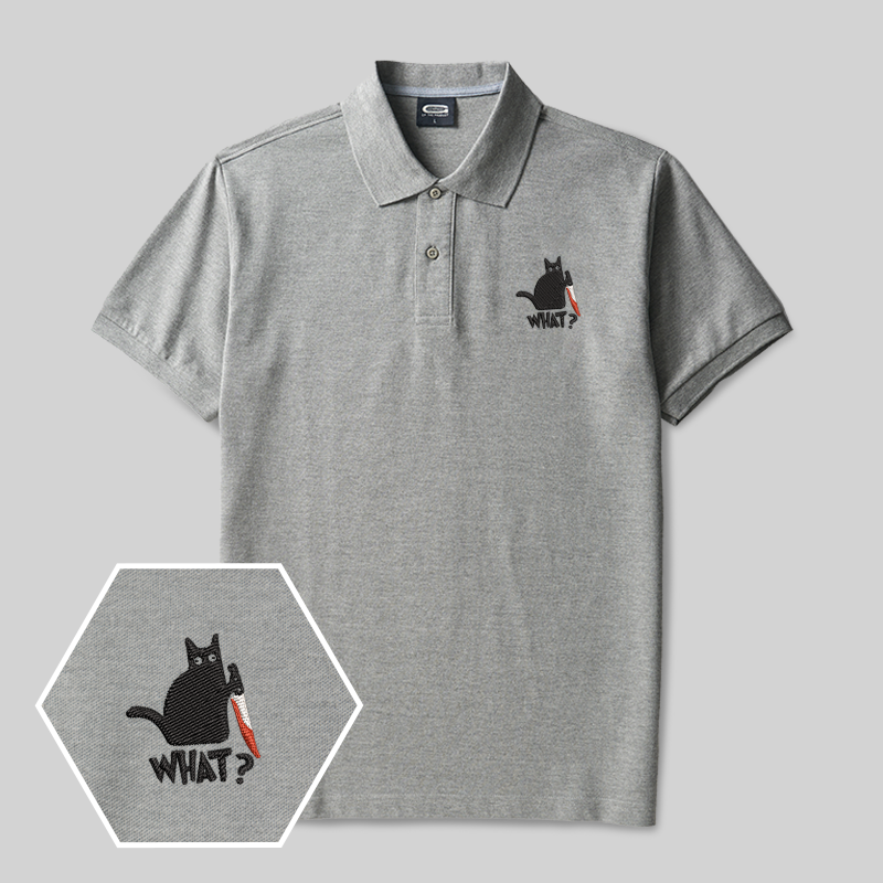 Katze Was? Besticktes Polo-Shirt für Geeks