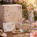 Purple & Pink Butterfly Floral Glass Gift Set