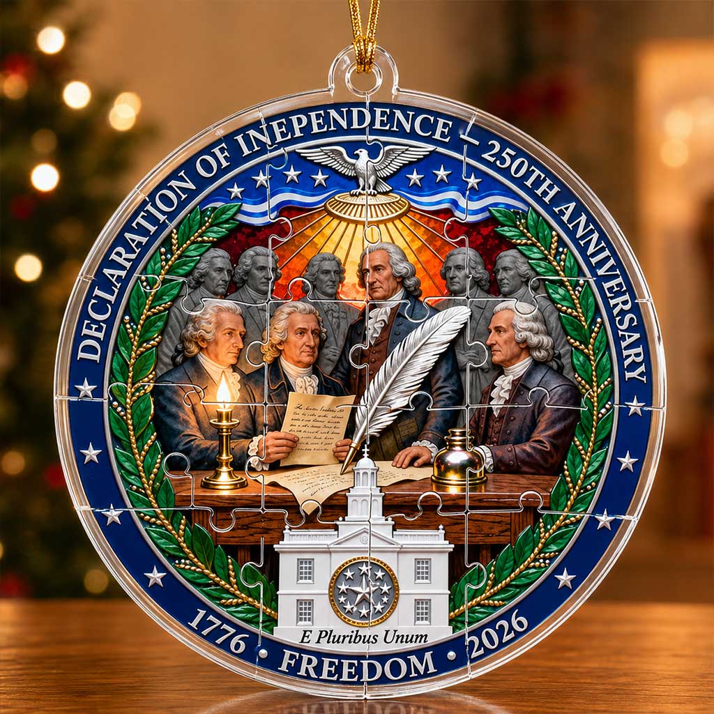 Declaration of Independence 250th Anniversary 4-Layer Acrylic Hanging Puzzle Ornament | 1776–2026 Patriotic Freedom Keepsake Decoration
