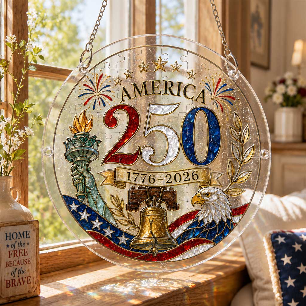 America 250th Anniversary Acrylic Puzzle Suncatcher Ornament