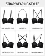 Women's Strapless Bra with Dual Front Buckle | Anti-Slip Wireless Full Support Bra