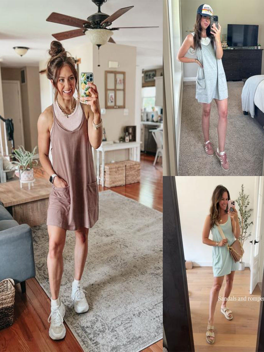 Athletic Mini Dress with Built-In Shorts