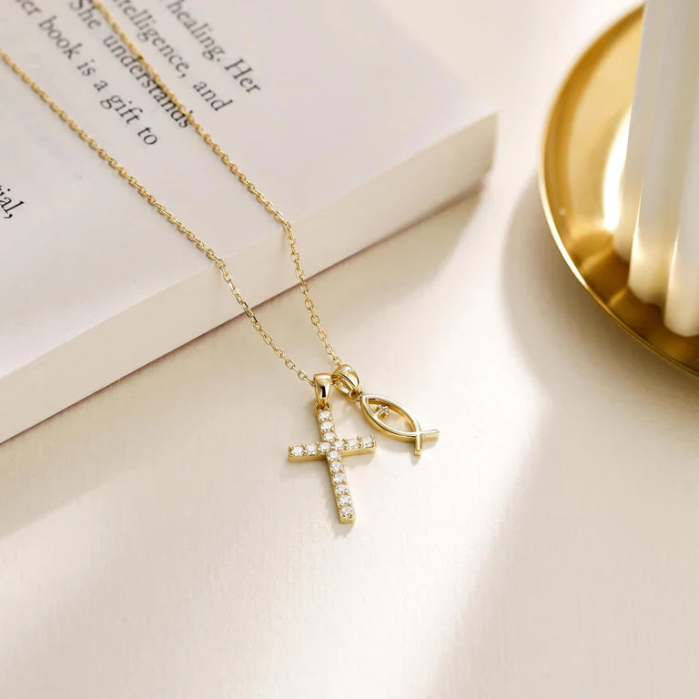 Blessed Cross & Fish Necklace