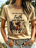 Western-T-Shirt für Damen mit Vintage-Glaubensaufdruck
