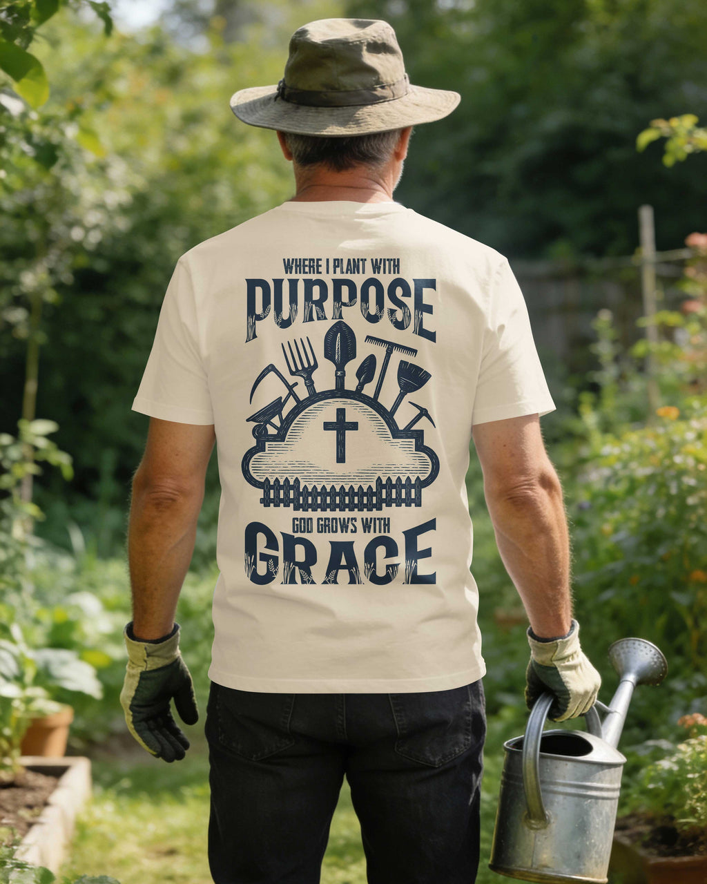 Where I Plant With Purpose God Grows With Grace T-Shirt