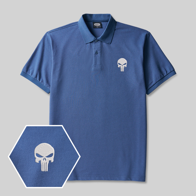 Skull of Justice Geek Embroidered Polo Shirt