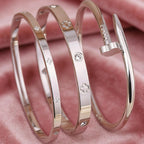 Ensemble de bracelets en acier inoxydable avec motif floral pour femme