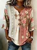 Women's Retro Floral Print Top