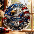 DD-214 Veteran Acrylic Puzzle Hanging Ornament – Patriotic Eagle Window Suncatcher Gift for Veterans