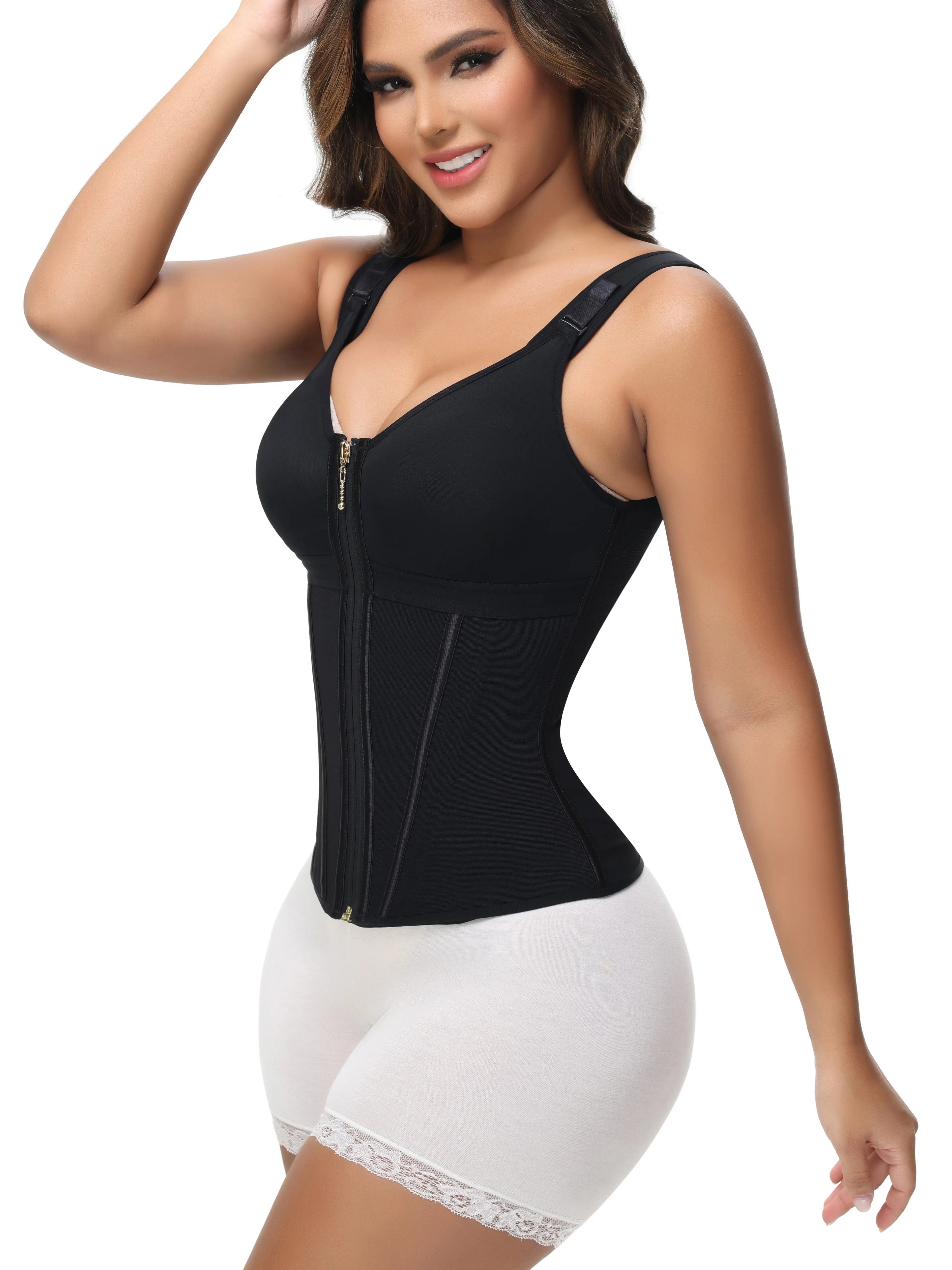 Corset serre-taille zippé avec soutien-gorge intégré