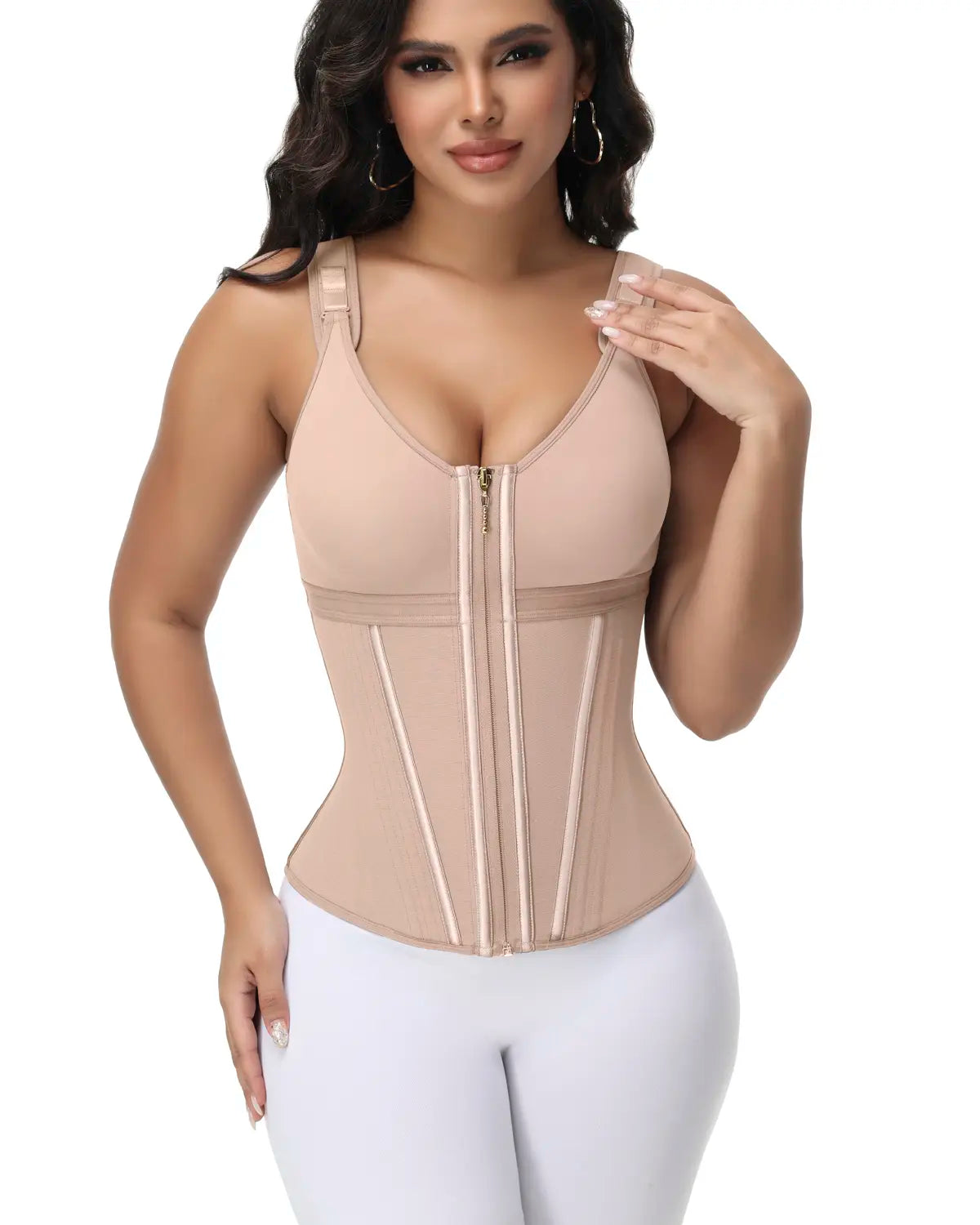 Corset serre-taille zippé avec soutien-gorge intégré