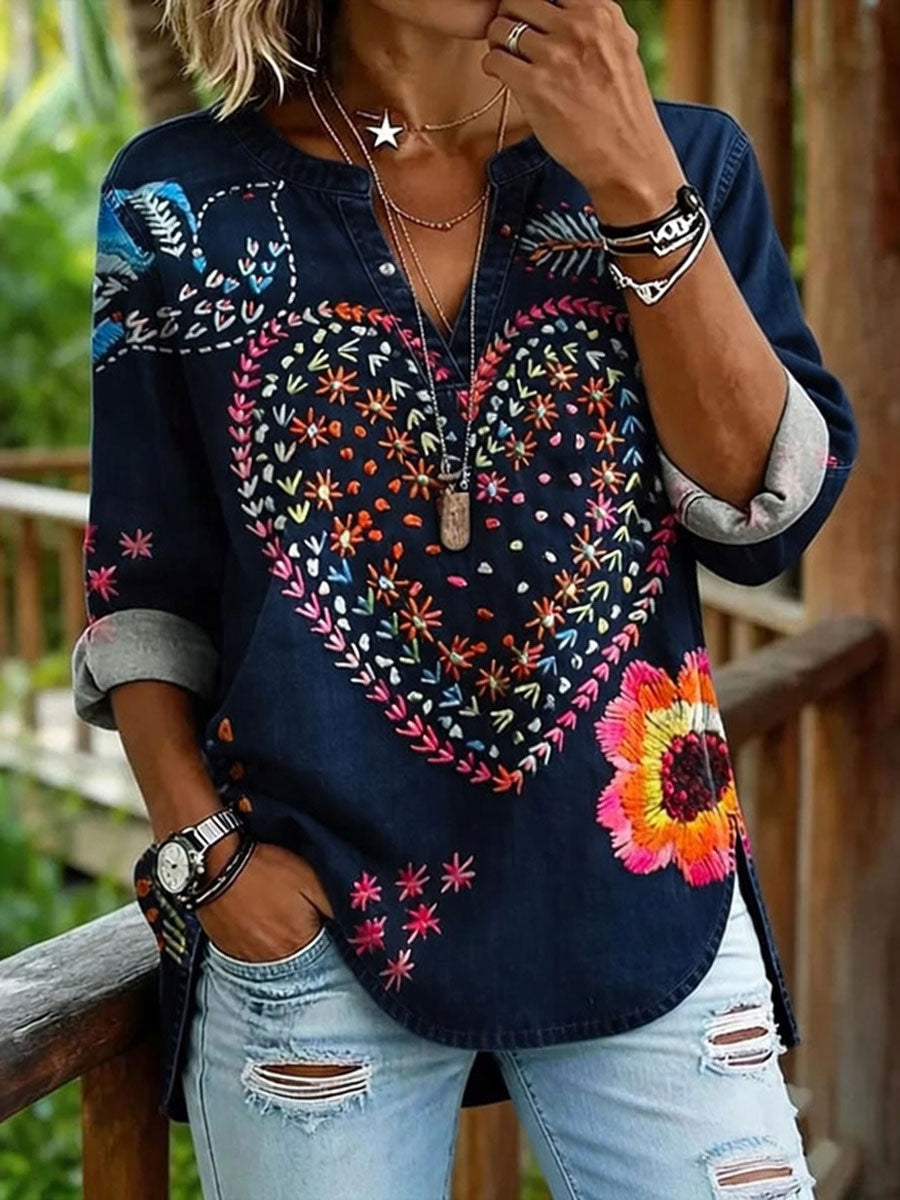 Women'S Casual Floral Print Top