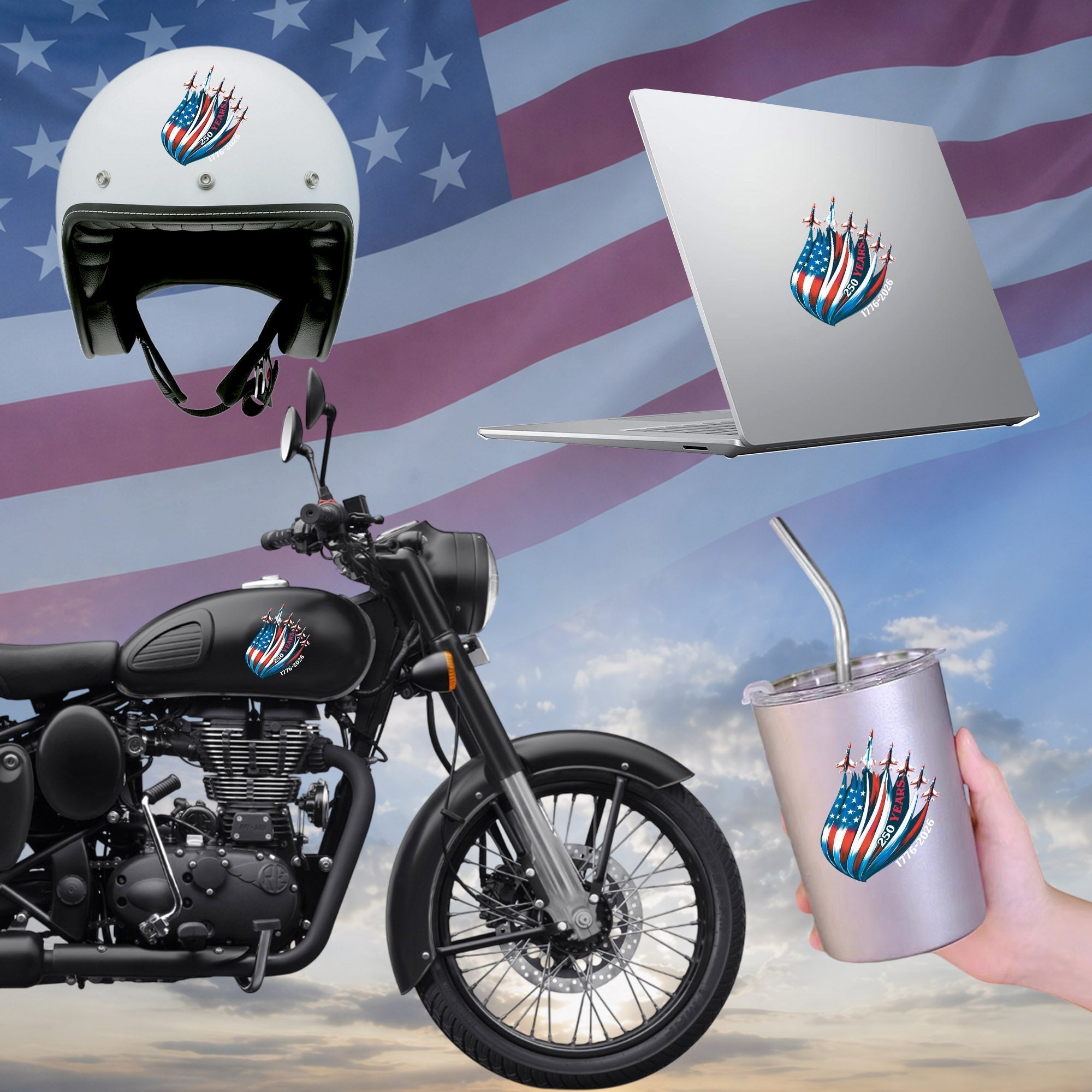 Amerika 250. Jubiläum Aufkleber 1776-2026 Patriotische USA Flagge Auto Fenster Aufkleber