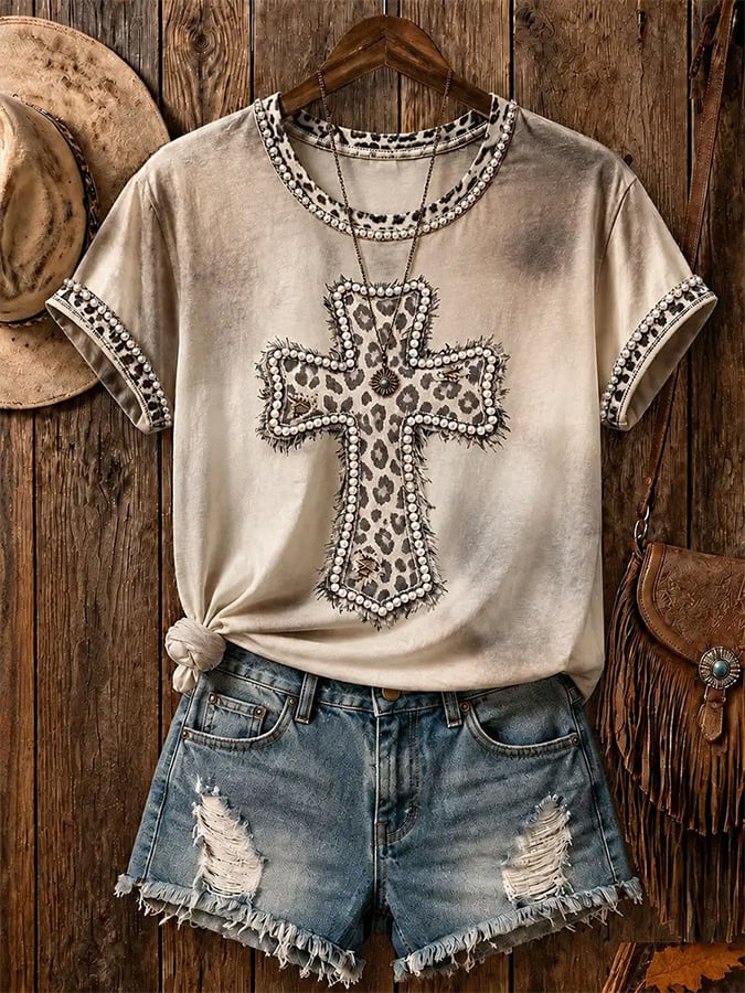 Women's  Retro Faith Jesus Is King  Print T-shirt