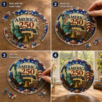 America 250 Acrylic Puzzle Hanging Ornament – 1776–2026 Patriotic Suncatcher Window Decoration