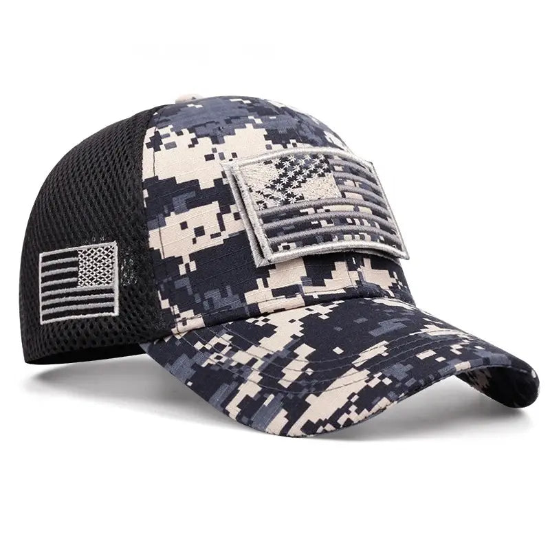 Casquette de baseball brodée drapeau américain - Chapeau en coton ajustable