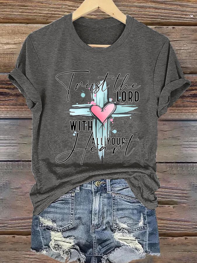 Women'S Casual Trust The Lord With All Your Heart Short-Sleeved T-Shirt