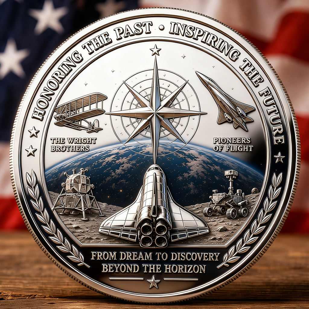 America 250 Aerospace Heritage Commemorative Coin — 1776–2026 Patriotic Space Exploration Collectible Medal