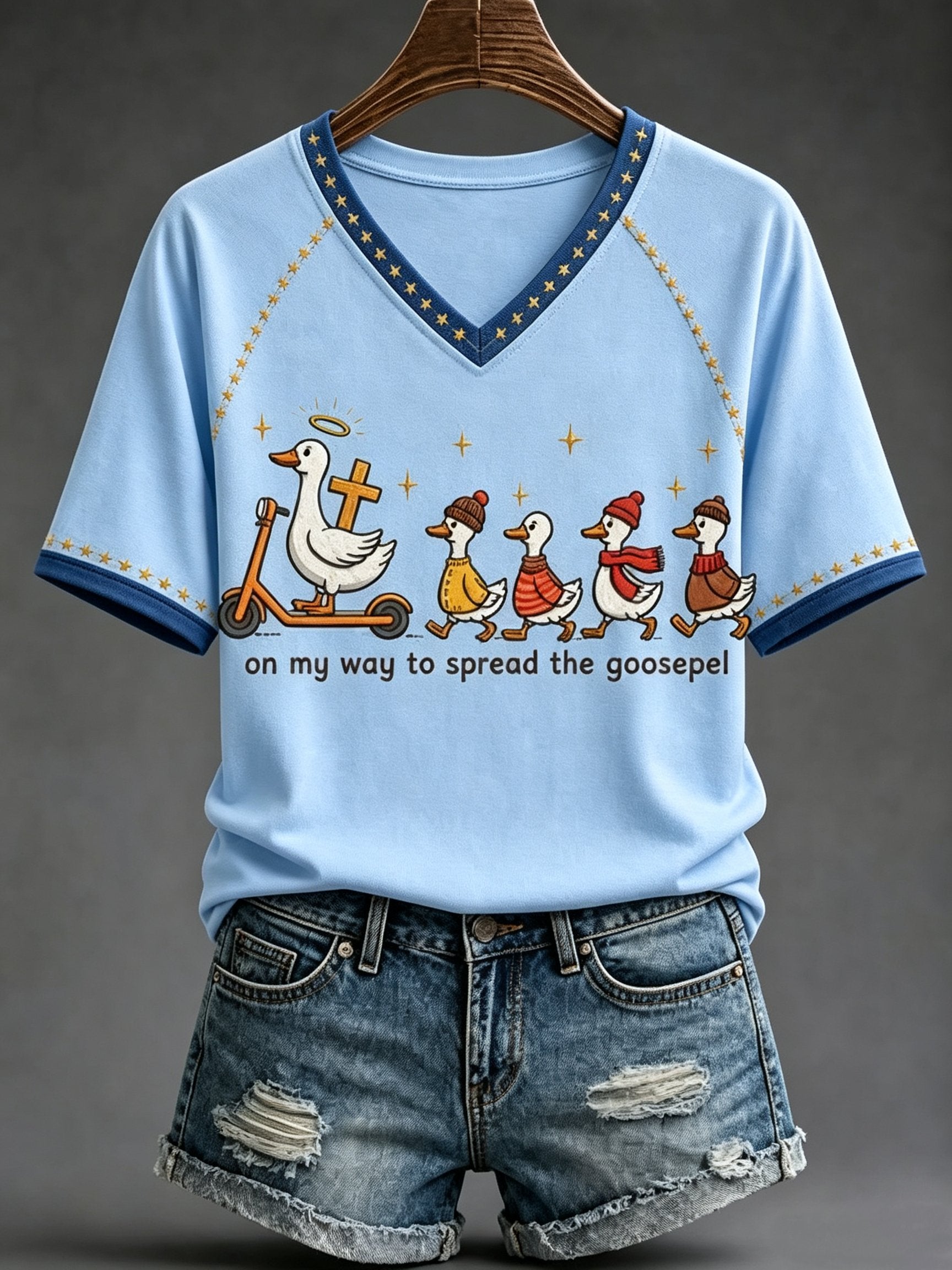 Women's On My Way To Spread The Goosepel Printed Casual Tops