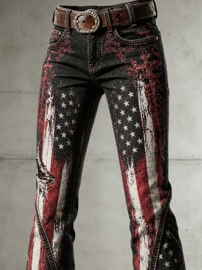 Freizeithose für Damen mit Retro-Print
