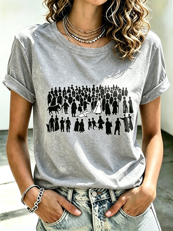 Women's  Faith Cross  Take Heart My Daughter Your Faith Has Made You Well Print Top