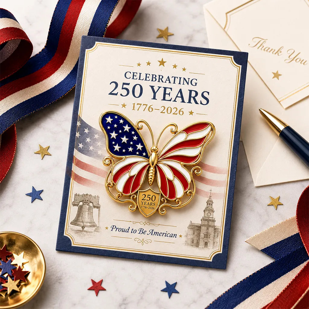 Amerikanische Flagge Schmetterling Brosche Pin Zum 250-jährigen Jubiläum 1776–2026 Patriotischer Schmetterlingsanstecker