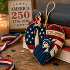 „250. Jahrestag der Gründung der USA“ Handgefertigter herzförmiger Freiheitsstatuen-Anhänger – Patriotisches Stoffbastelset (Gedenkedition 1776–2026)