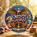 Ornement suspendu en acrylique – Puzzle pour le 250e anniversaire des États-Unis – Décoration de fenêtre patriotique avec aigle (1776-2026)