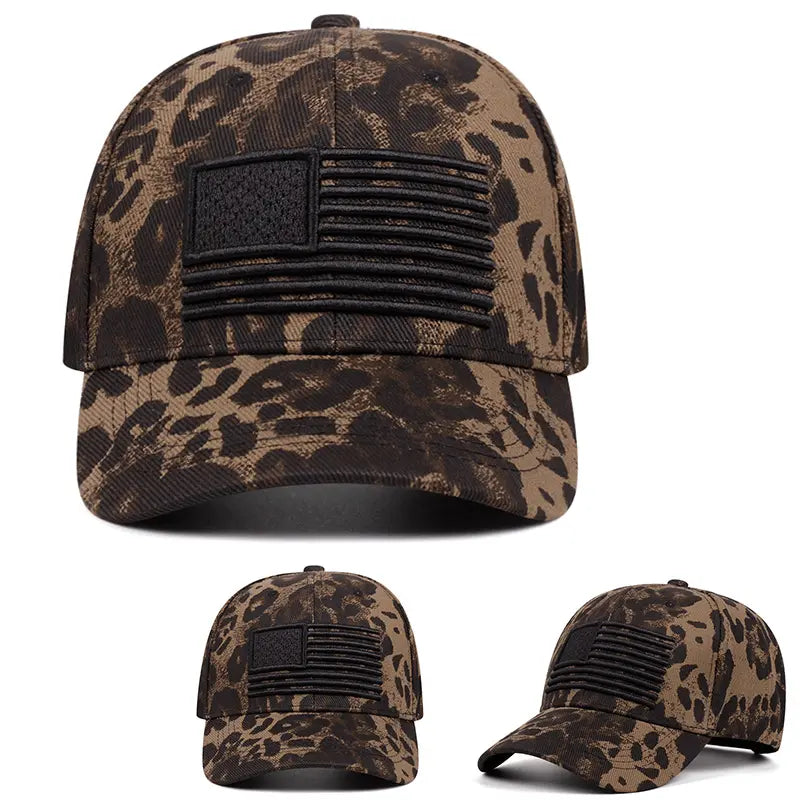 Casquette de baseball brodée drapeau américain - Chapeau en coton ajustable