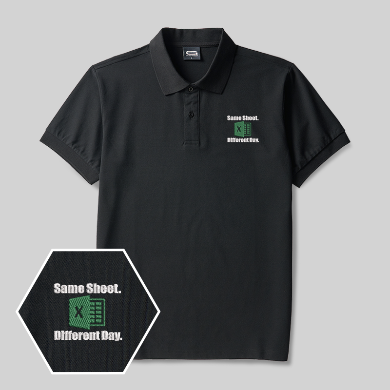 Polo Brodé Geek "Même drap, jour différent"
