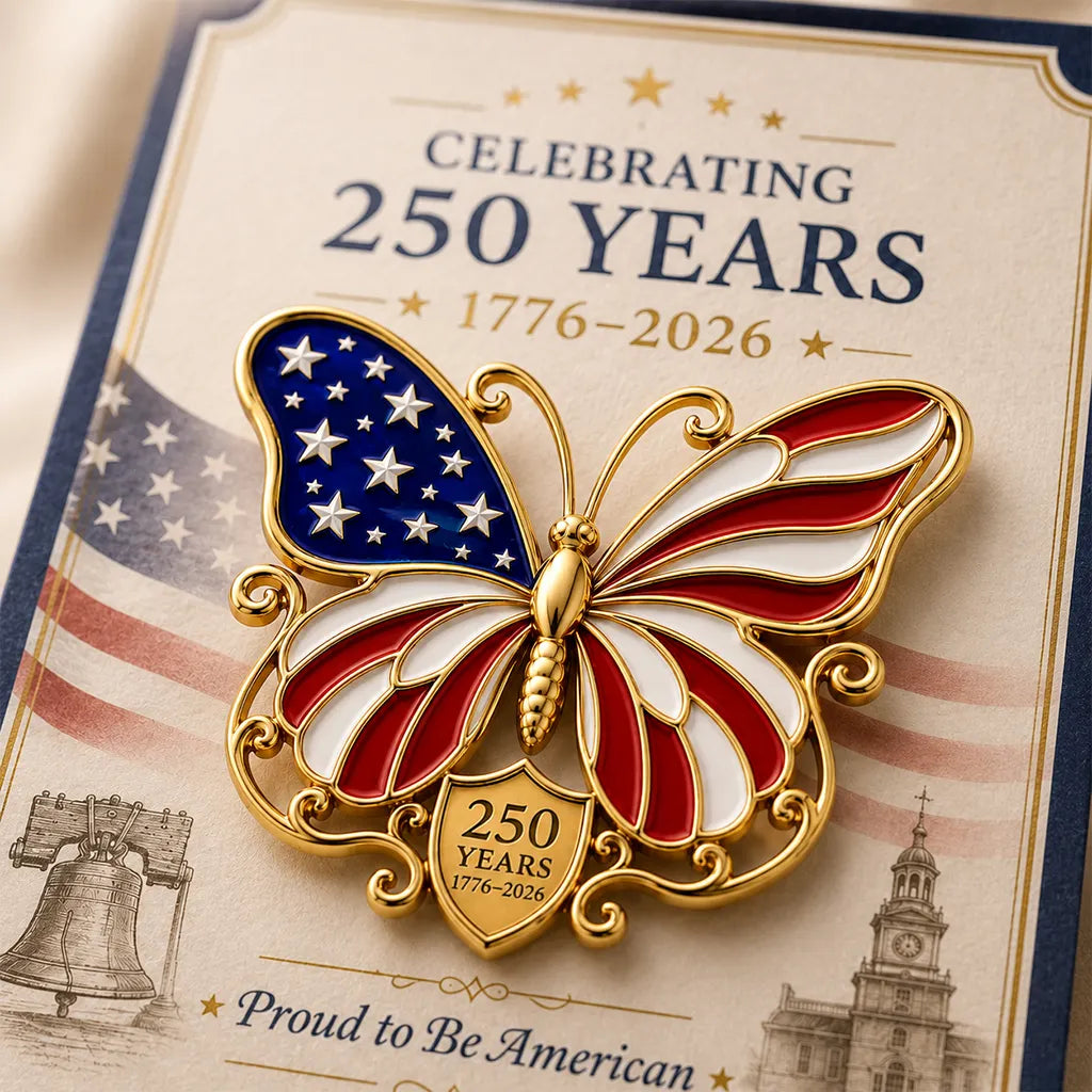 Amerikanische Flagge Schmetterling Brosche Pin Zum 250-jährigen Jubiläum 1776–2026 Patriotischer Schmetterlingsanstecker