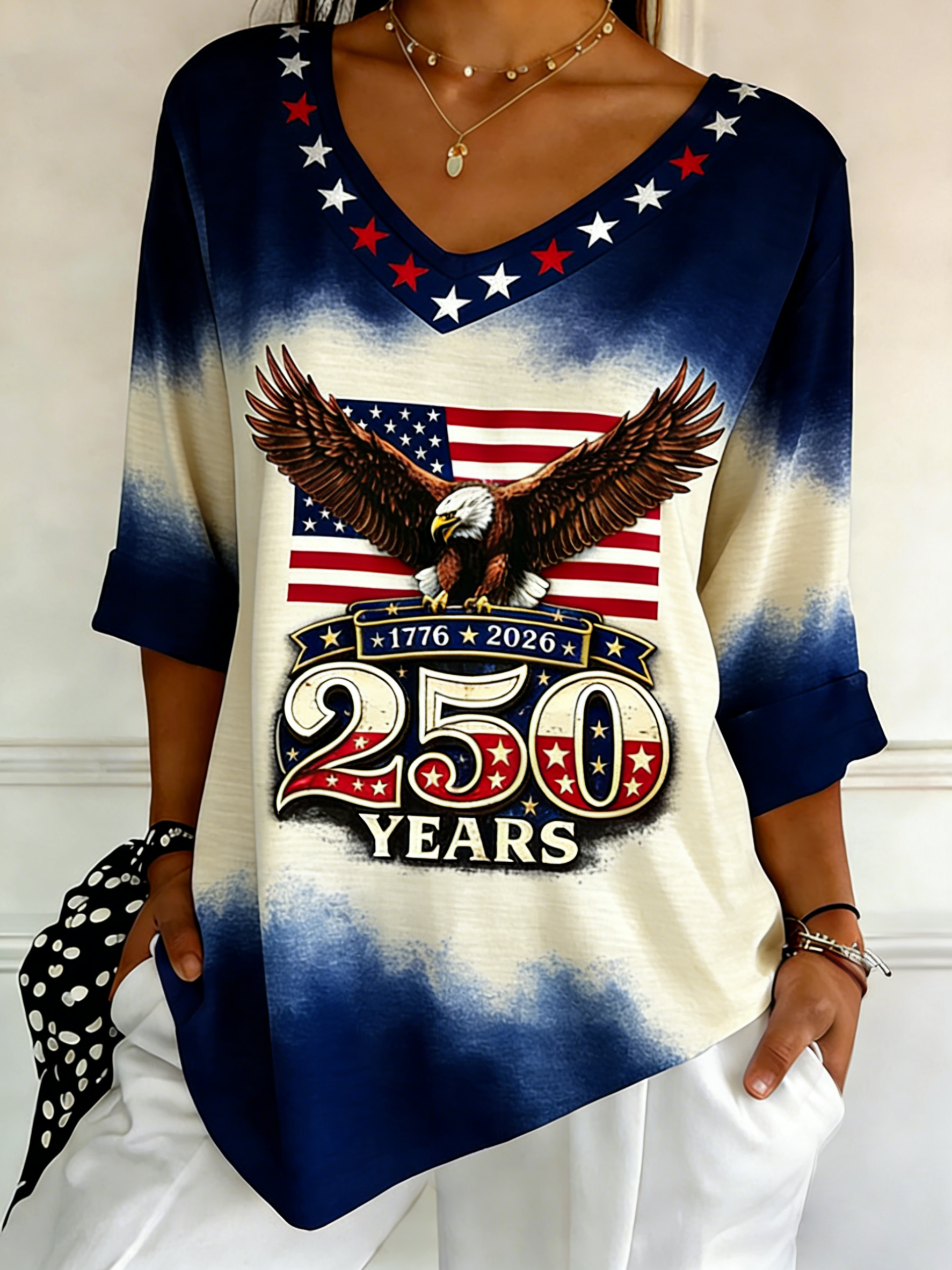 Haut col en V Ombre Aigle 250 ans 1776-2026