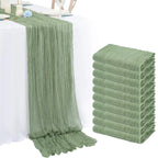 10 ft Sage Green Cheesecloth Table Runner for Weddings