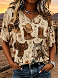 Damen T-Shirt mit lässigem Print und kurzen Ärmeln