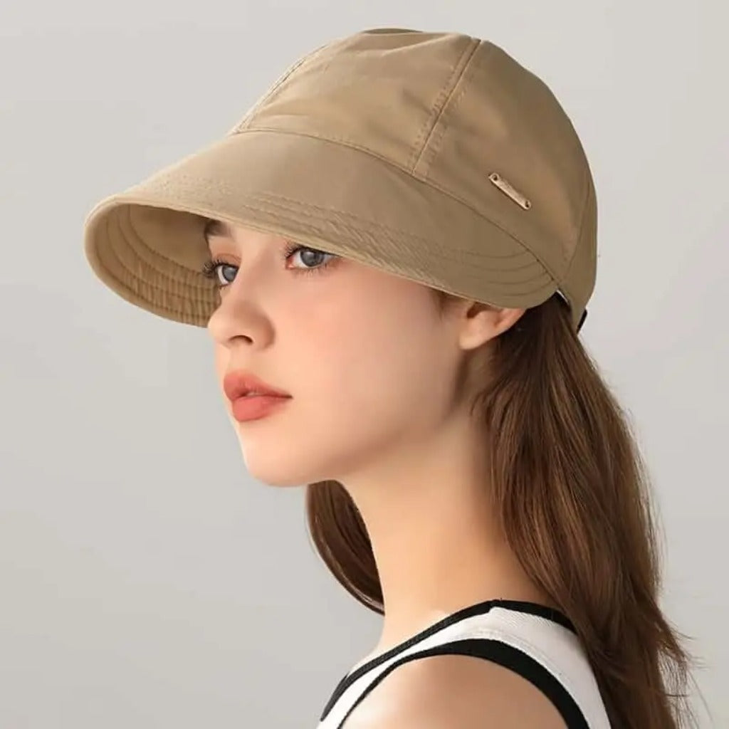 Women's UPF 50+ Wide Brim Sun Visor Hat for Ponytails