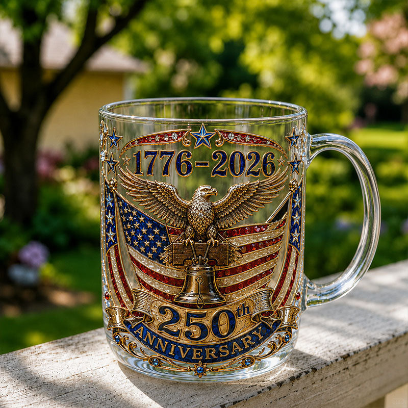 Amerika 250 Freiheitsglocke Adler Patriotische Glastasse