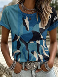 Damen Retro Western Faith Print T-Shirt