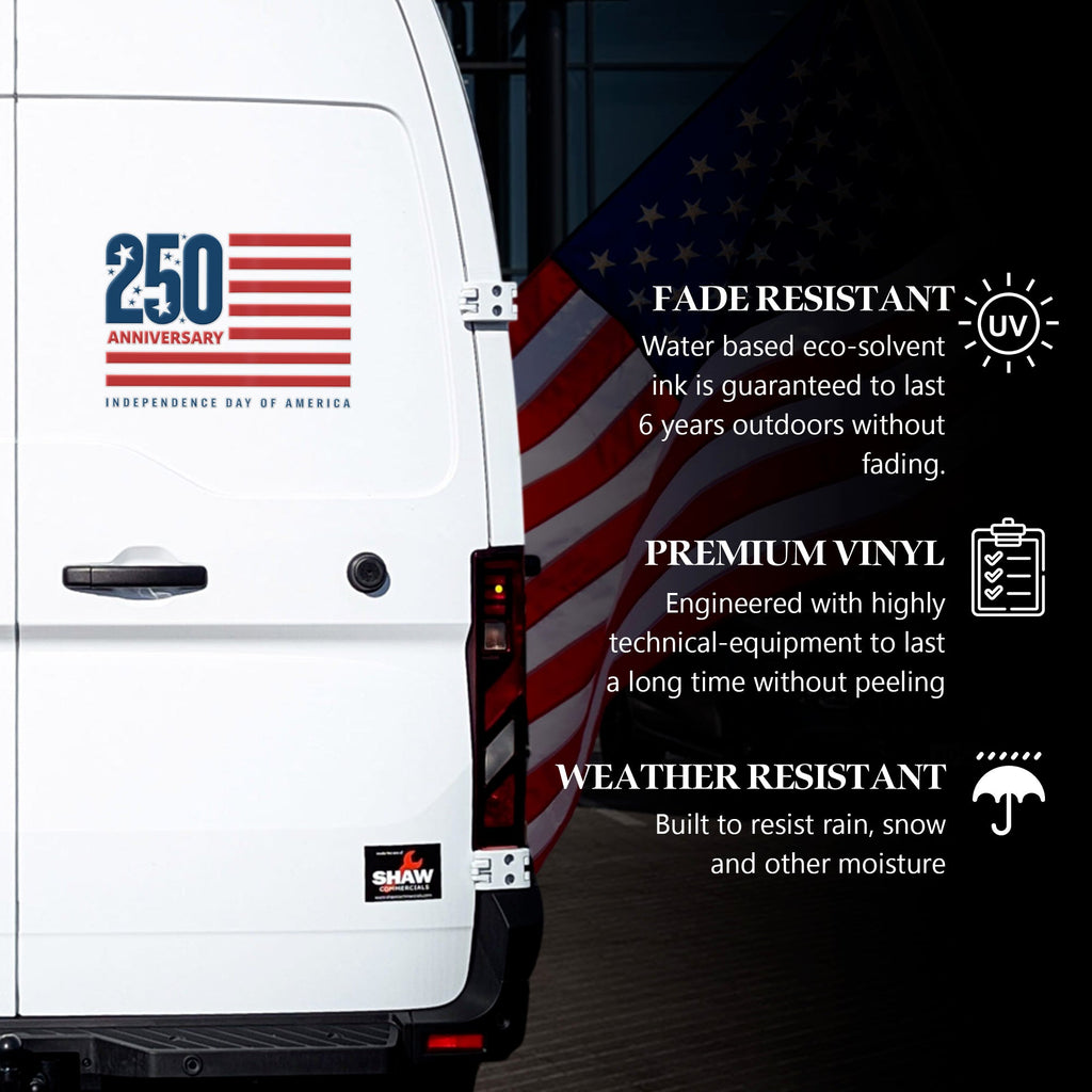 Independence Day 250th Anniversary Decal USA Flag Sticker 1776-2026