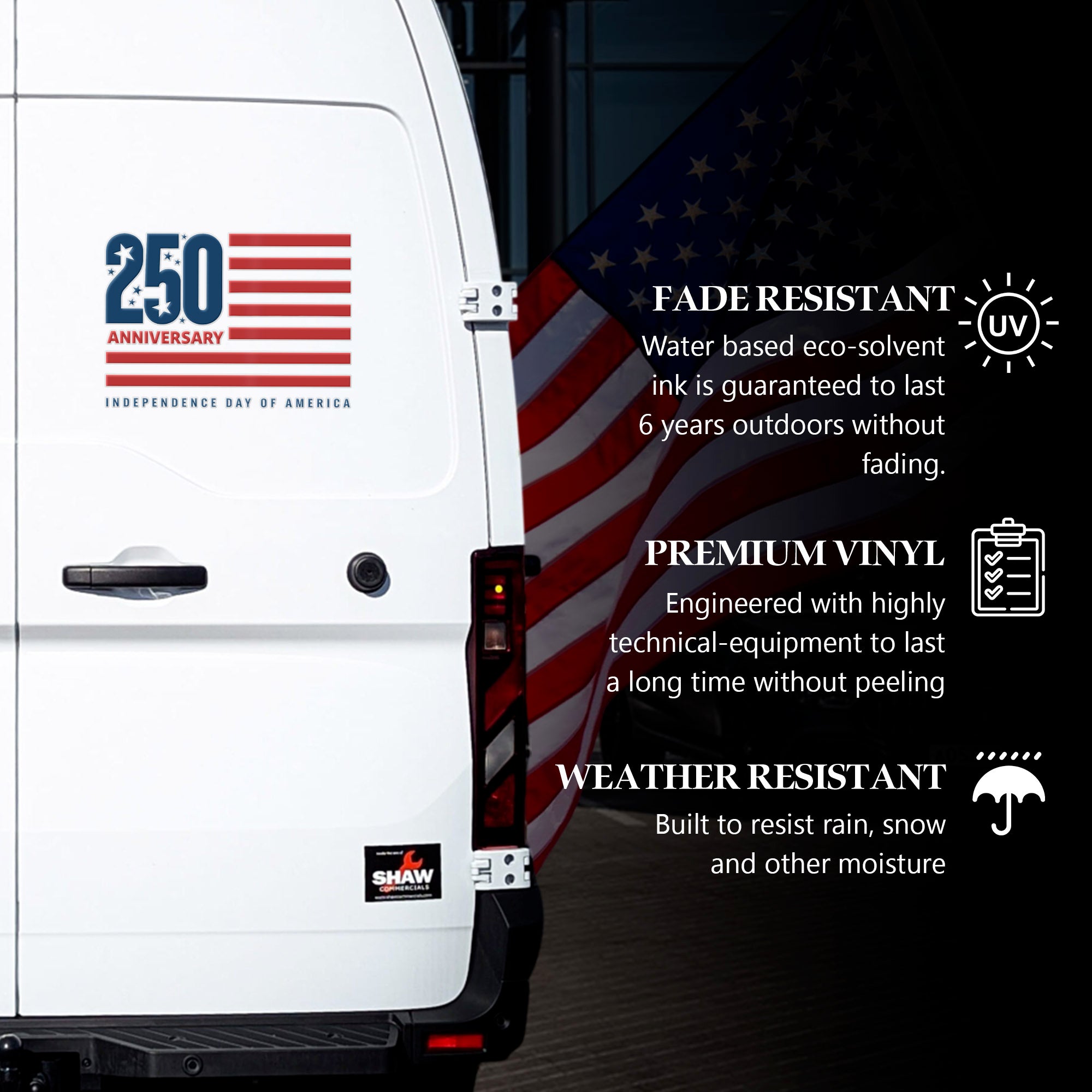 Independence Day 250th Anniversary Decal USA Flag Sticker 1776-2026