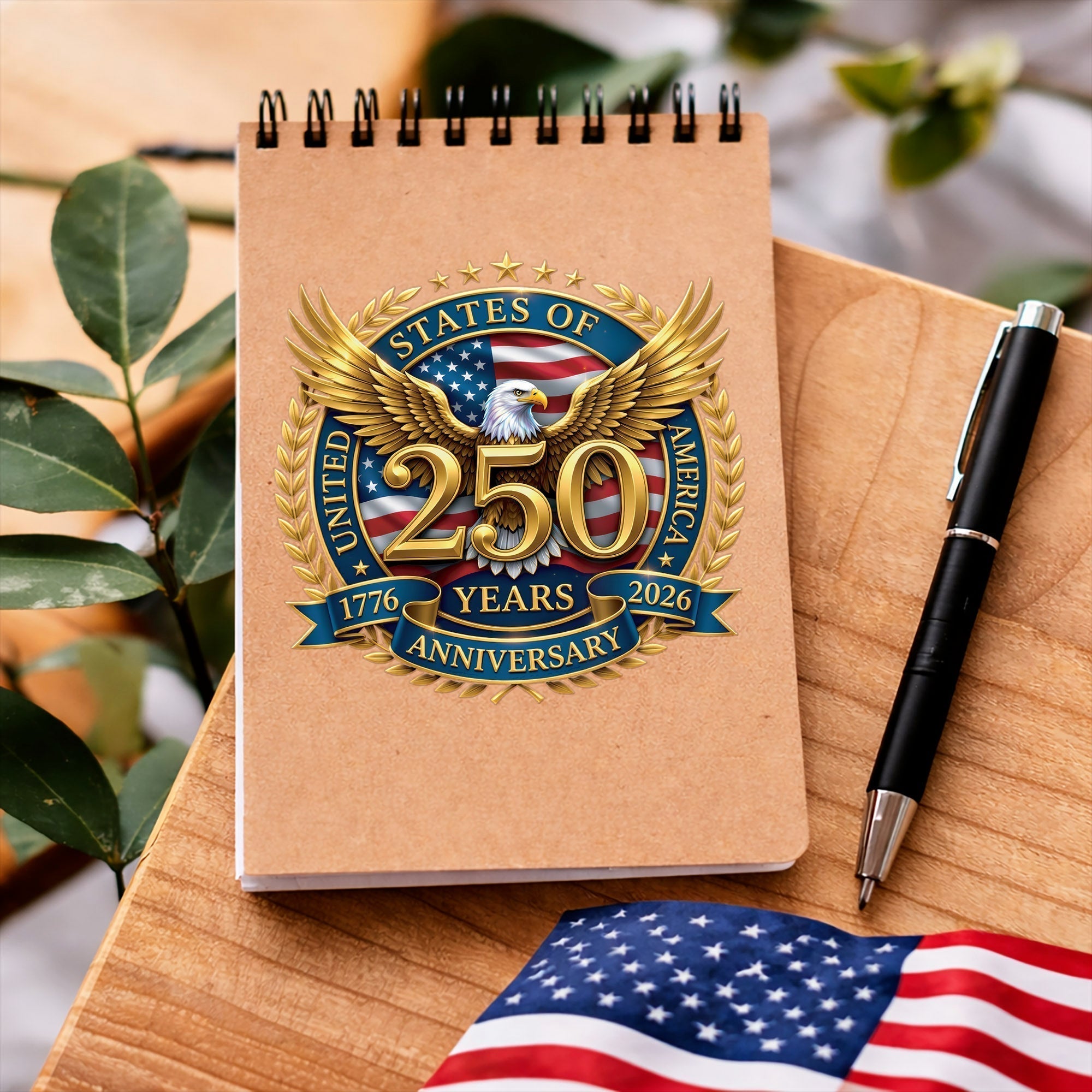Autocollant patriotique Aigle drapeau des États-Unis 250e Anniversaire 1776-2026
