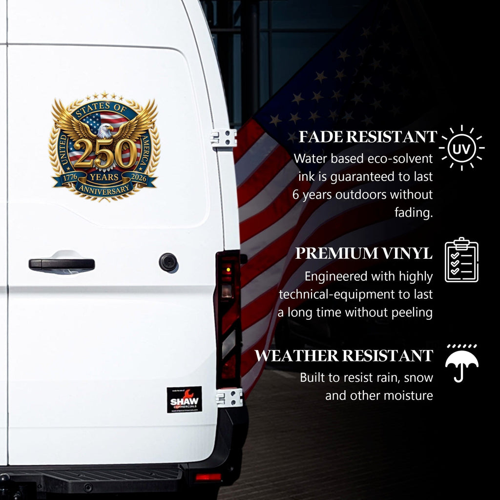 USA Eagle Flag 250th Anniversary Decal 1776-2026 Patriotic Sticker